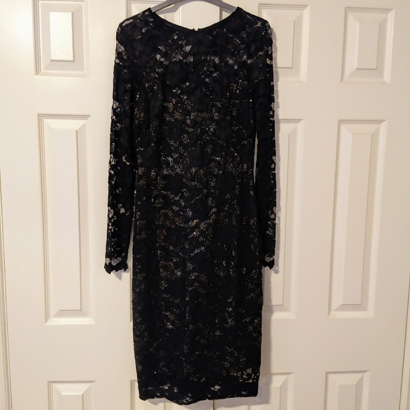 NWT Joseph Ribkoff Black Gold Lace Overlay Dress - Picture 4 of 5